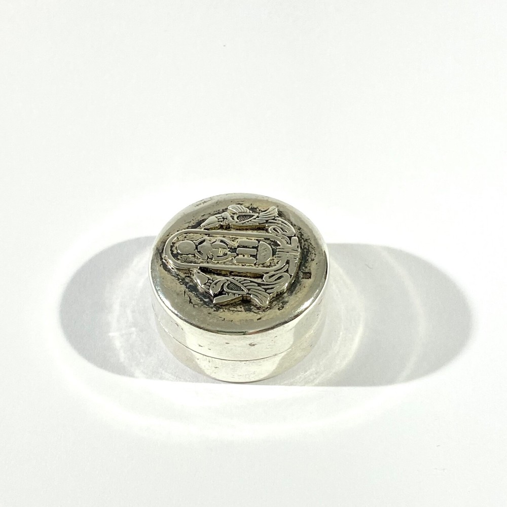 Vintage Solid Silver Egyptian Pill Box , Hallmarked