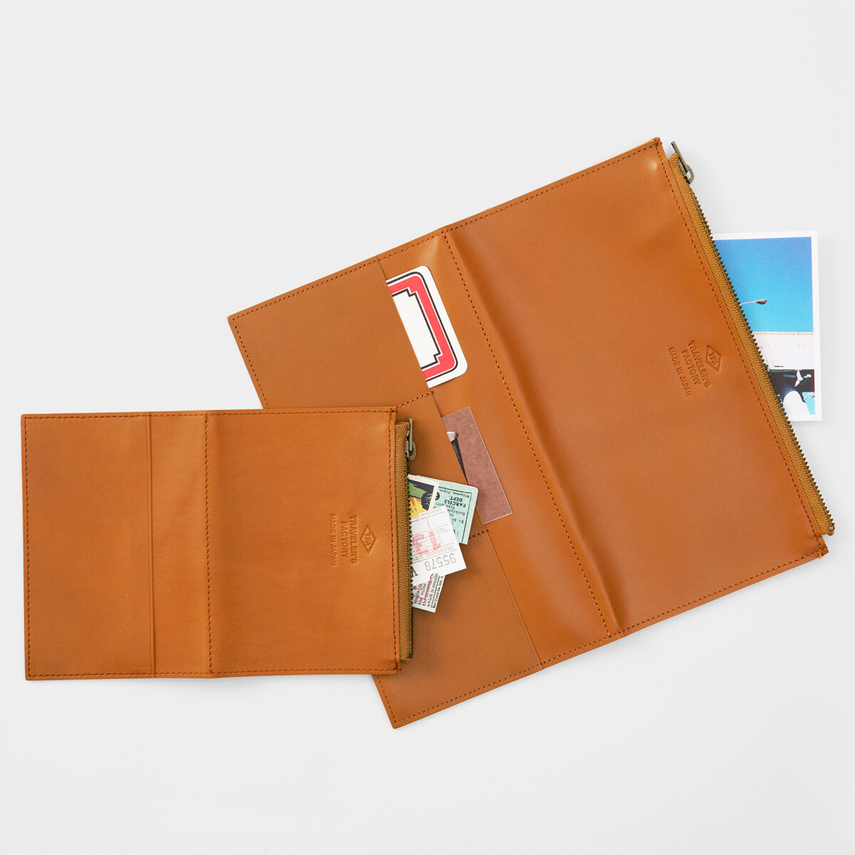 TRAVELER'S Notebook Leather Zipper Case engraving Tannin Regular & Passport size