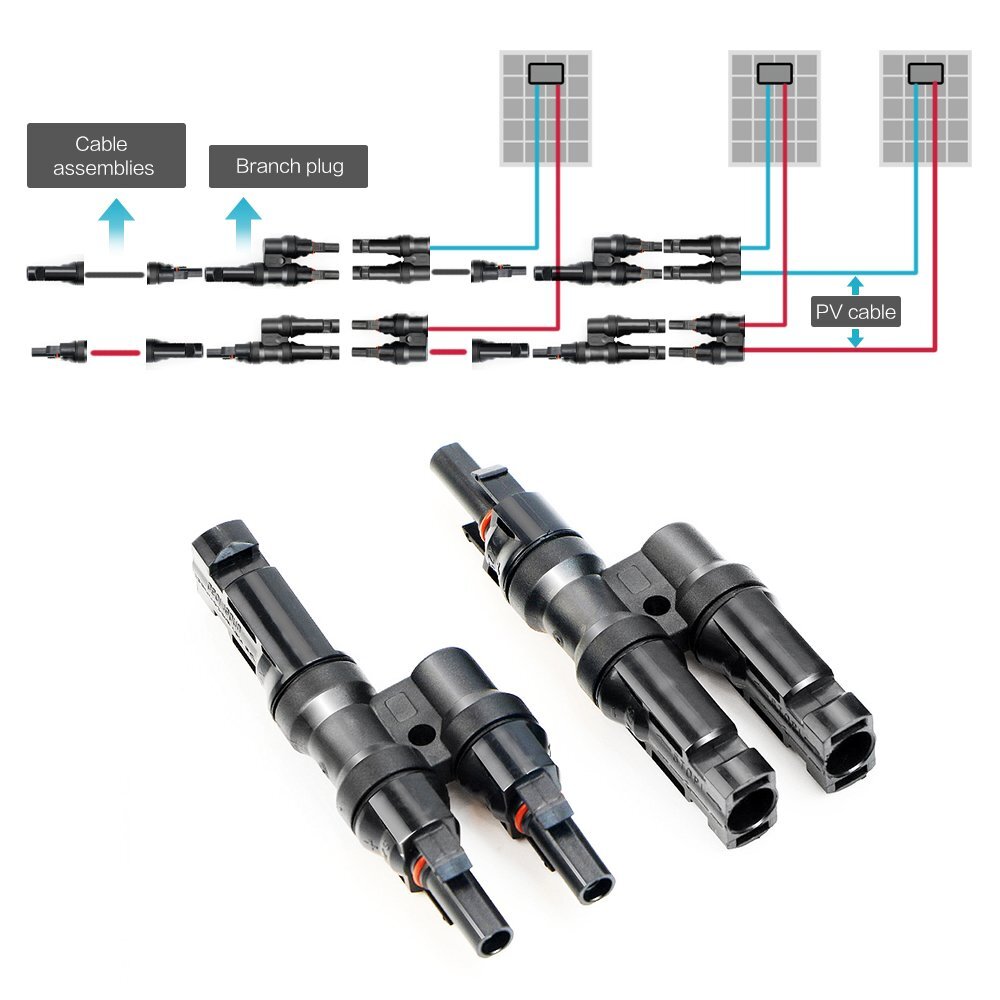 ALLPOWERS Y Connector MMF+FFM for Parallel Connection Between Solar Panels