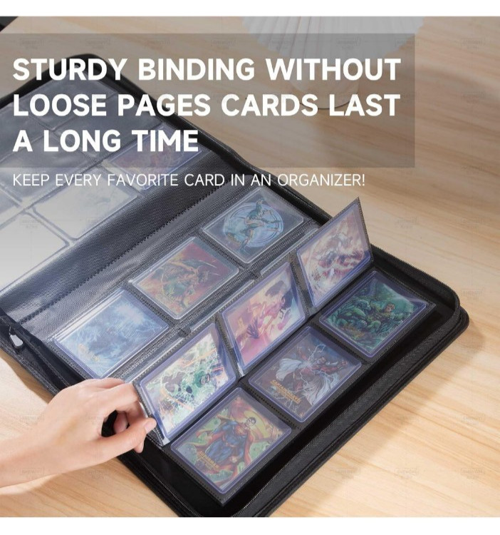 DRZERUI Toplaoder Binder 9 Pocket Toploader Binder Holds 288 Toploaders Black