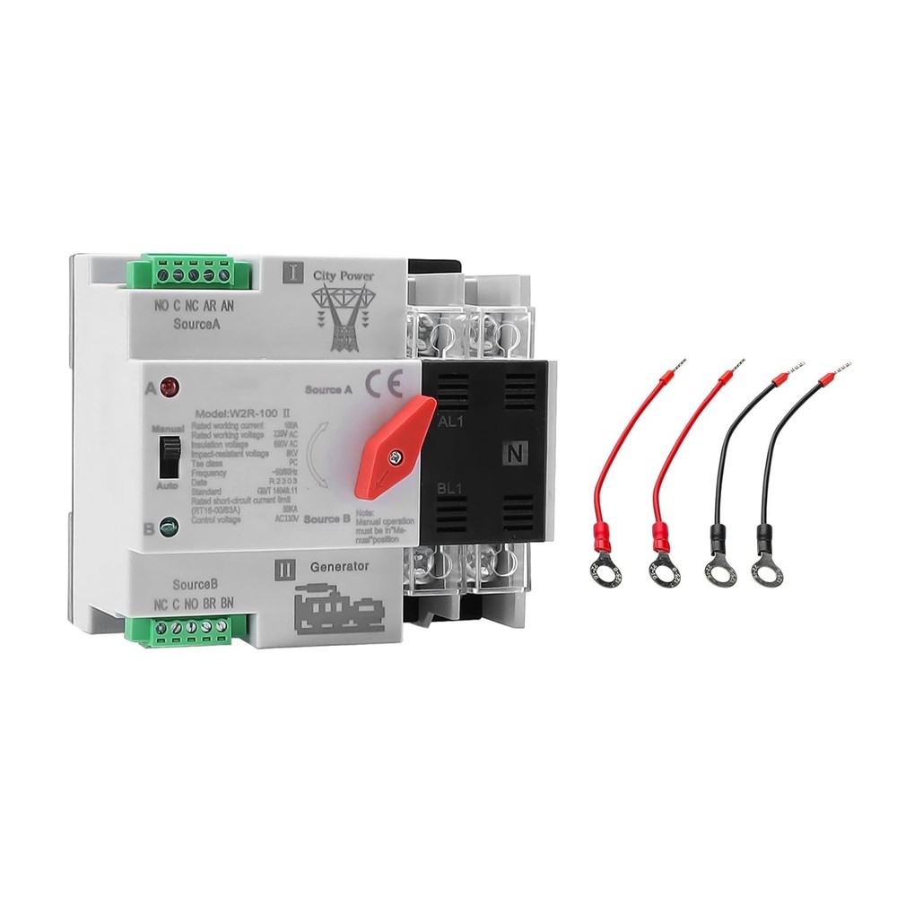 2P 100A Din Rail Mounted Auto/Manual Power Transfer Switch - Fast Changeover