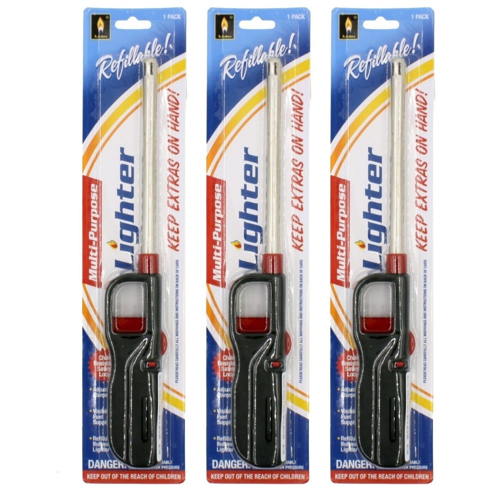 3 Pcs Refillable Multi-purpose BBQ Lighter for Butane Kitchen Stove Fireplace
