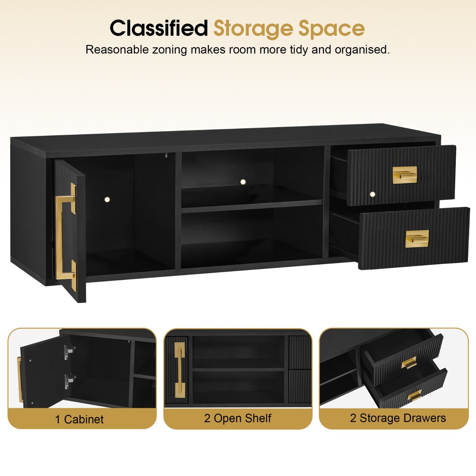 Wall-Mounted Barber Station with Golden Handles, Salon Hanging Storage Organizer