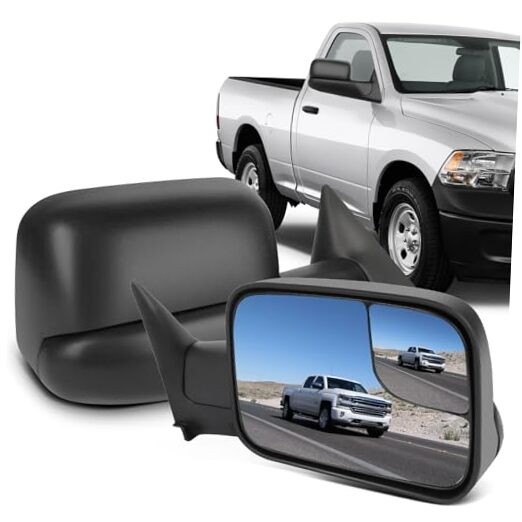 Black Manual Adjusted Side View Mirror Tow Towing Mirrors Left & Right Pair