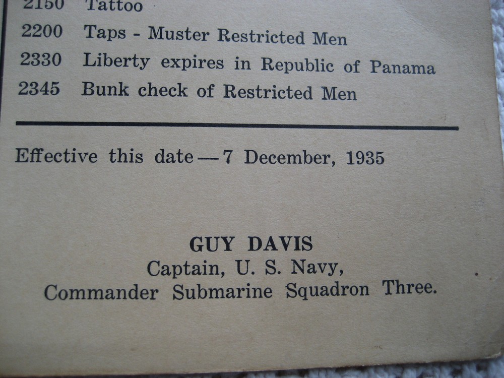 1935 SHIP SUBMARINE SQUADRON THREE ROUTINE COMMANDER CAPTAIN GUY DAVIS US NAVY