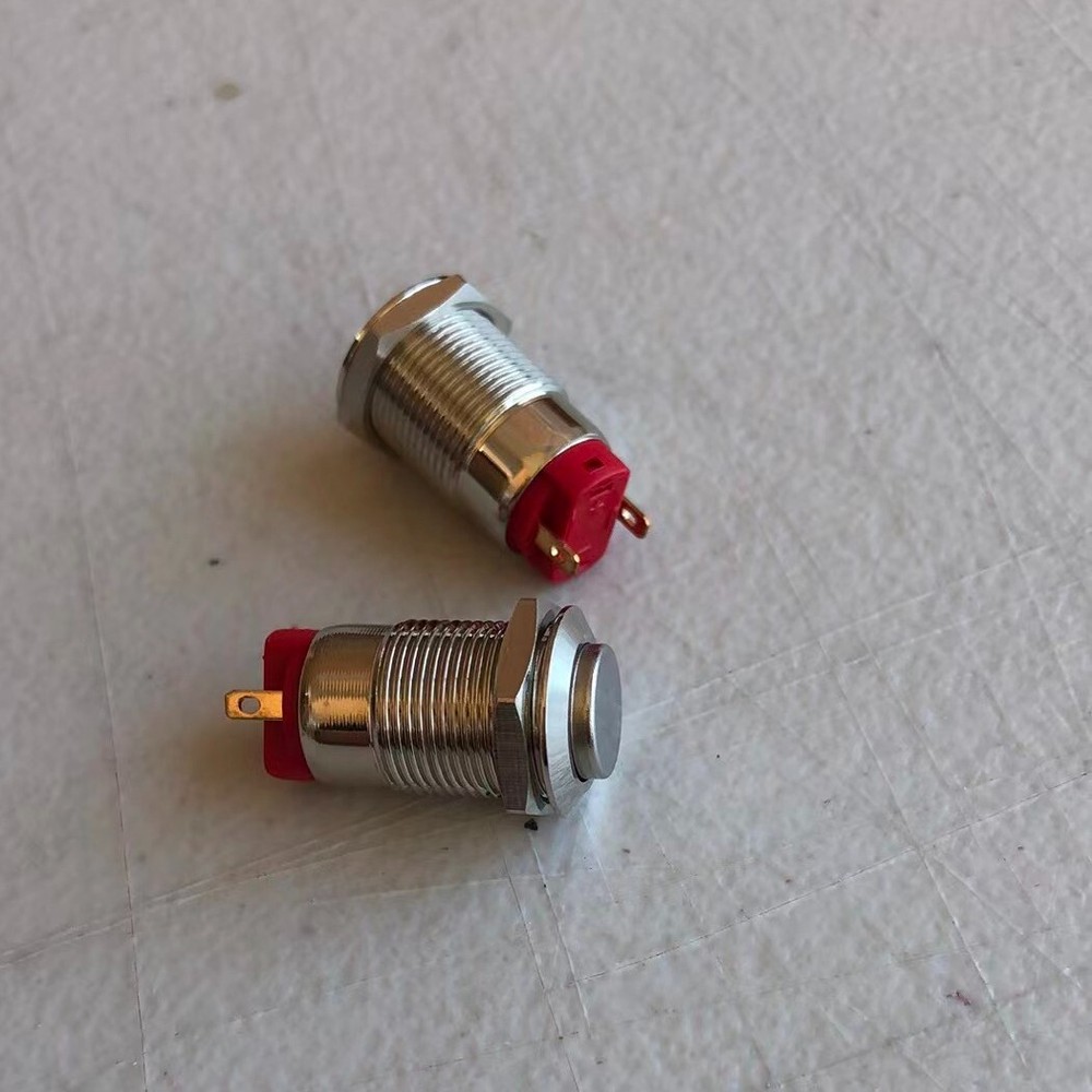 2 Pcs 12mm momentary push button switch HIgh Head 250V metal reset