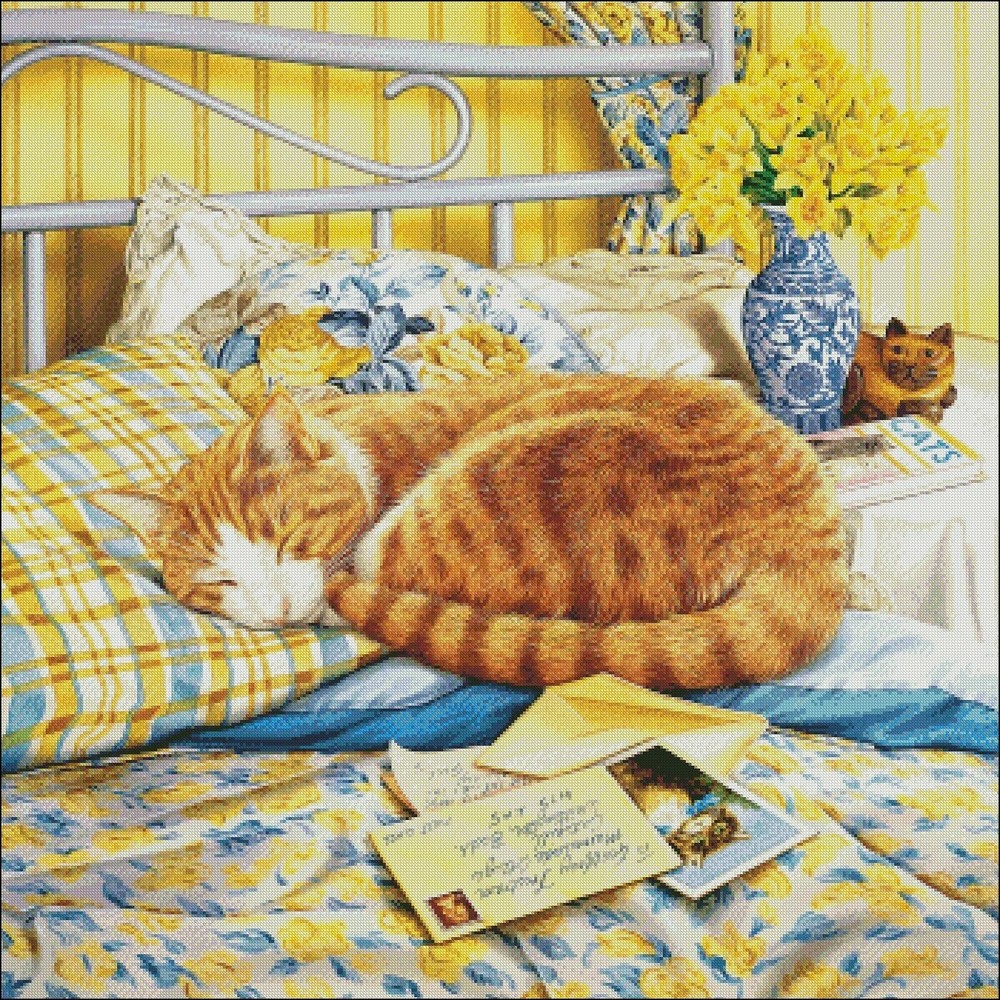 On the Bed - DIY Counted Cross Stitch Pattern Needlework