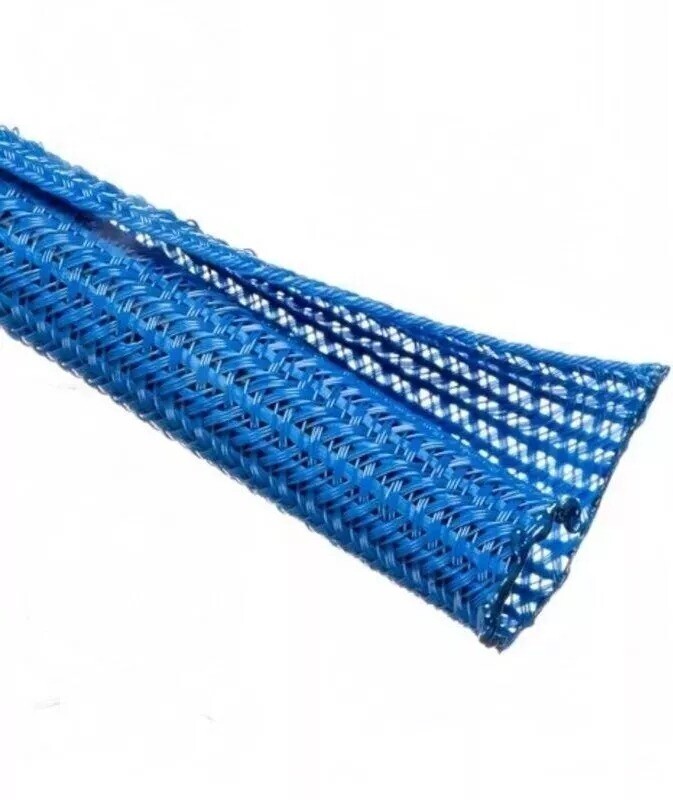 F6N0.38BL 3/8" Blue Split Braided Cable Sleeving , Split Loom, Wrap