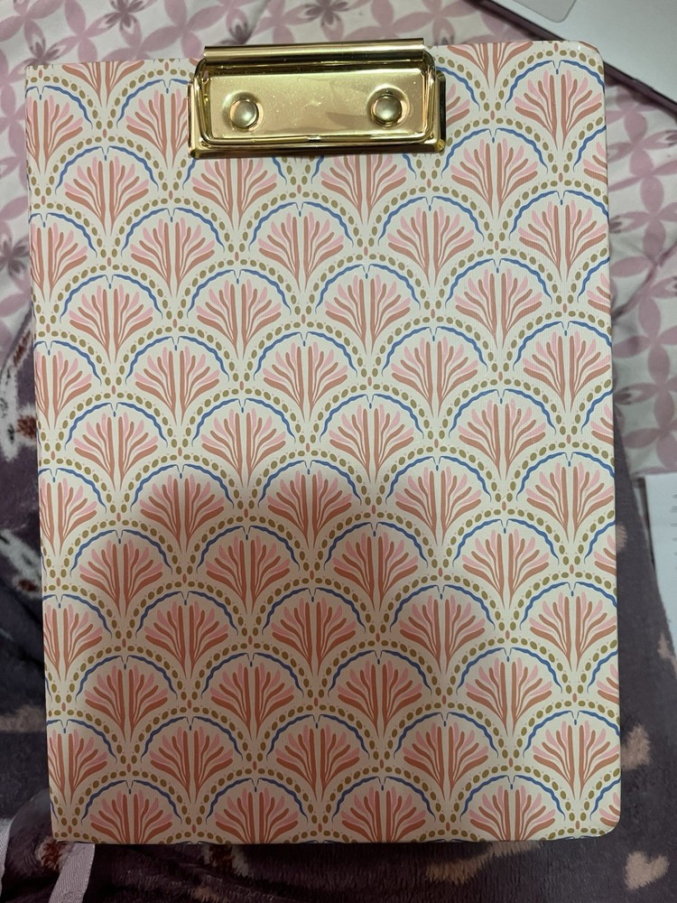 Gold Clipboard Notebook with Pastel Sticky Notes  Pocket