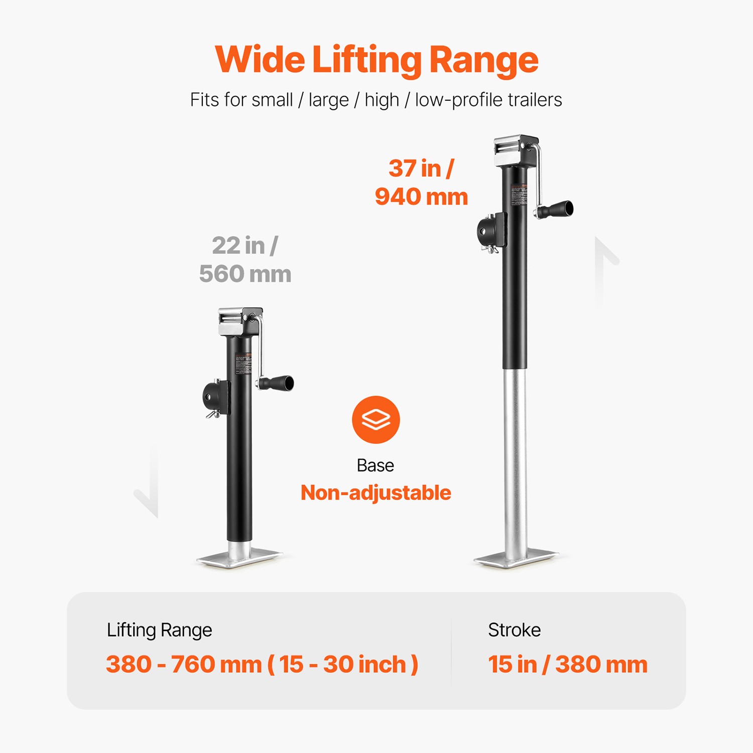 Trailer Jack Weld-on Pipe Mount Swivel Trailer Jack 5000 lbs 15" Travel
