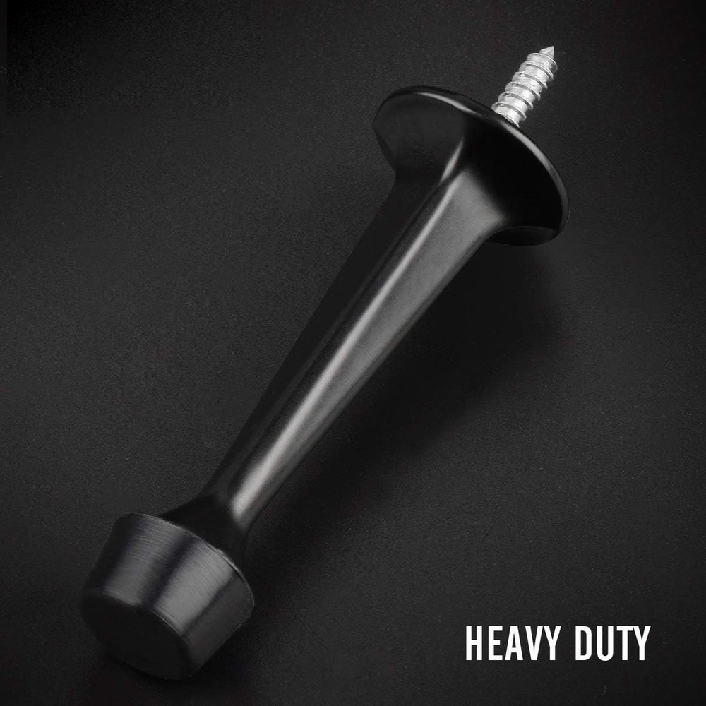 24-Pack, Black Solid Door Stop, Heavy Duty Door Stoppers with Soft Rubber Tip