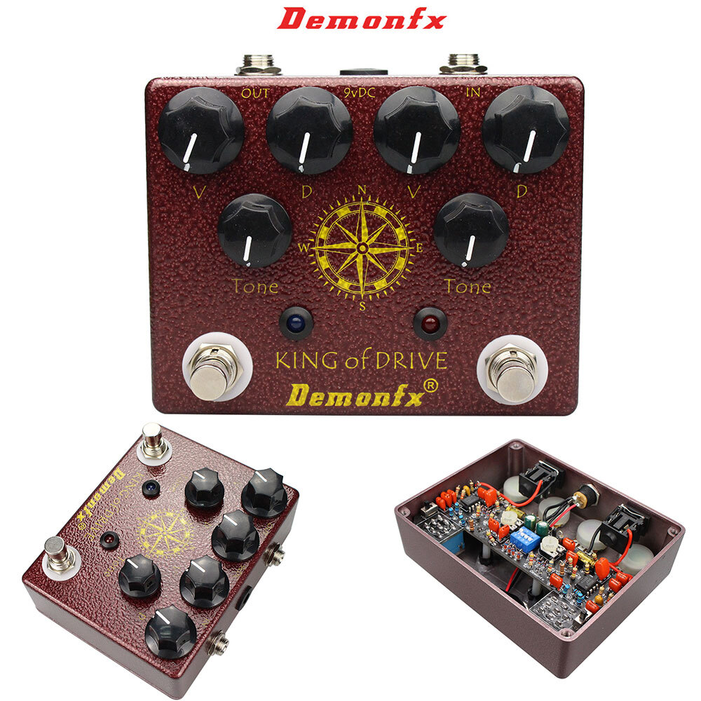 Demonfx King Overdrive Guitar Effect Pedal Boost Distortion Drive 4 DIP Switch