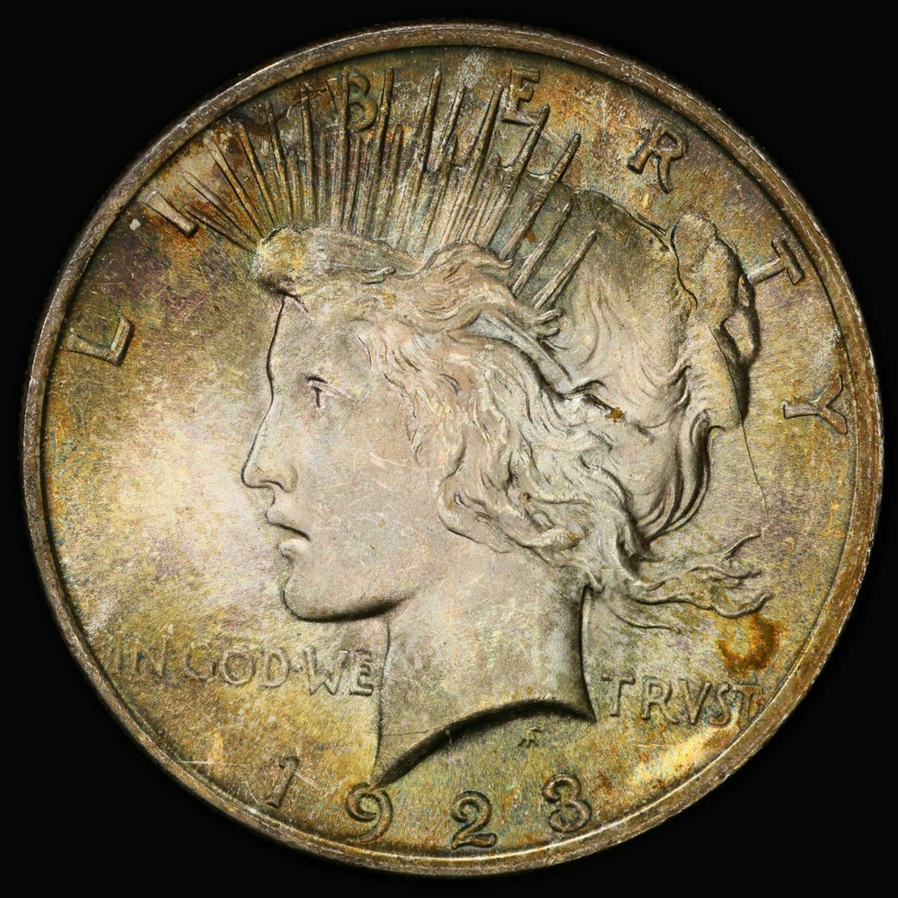 PCGS MS64 1923 Peace Silver Dollar nicely toned both side