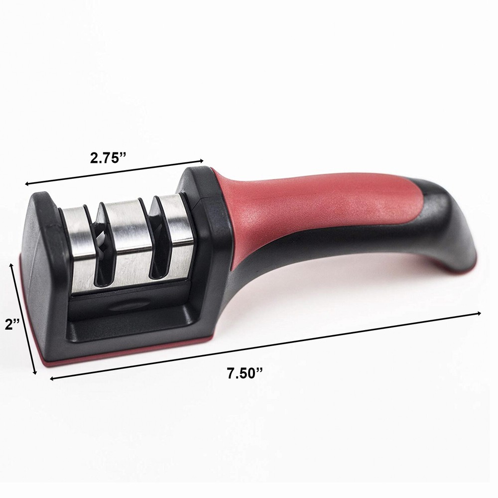 Professional Kitchen 2 Stage Knife Sharpener with Soft Grip Safety Handle