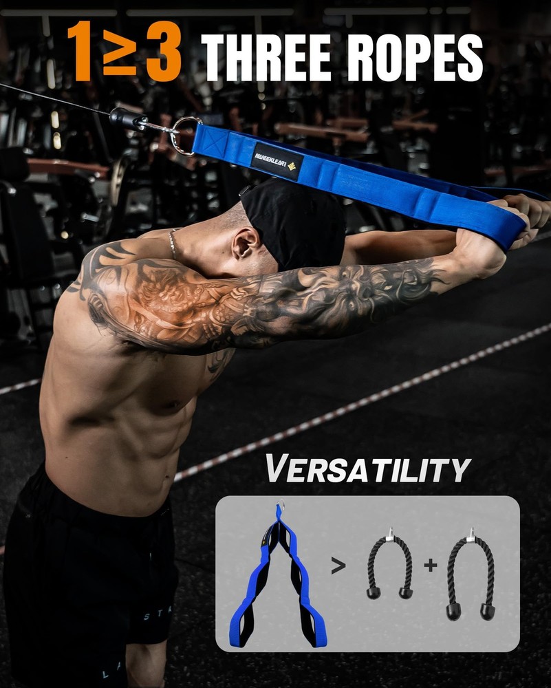 Tricep Rope Cable Attachment Handles for Pull Down Push Downs Crunches