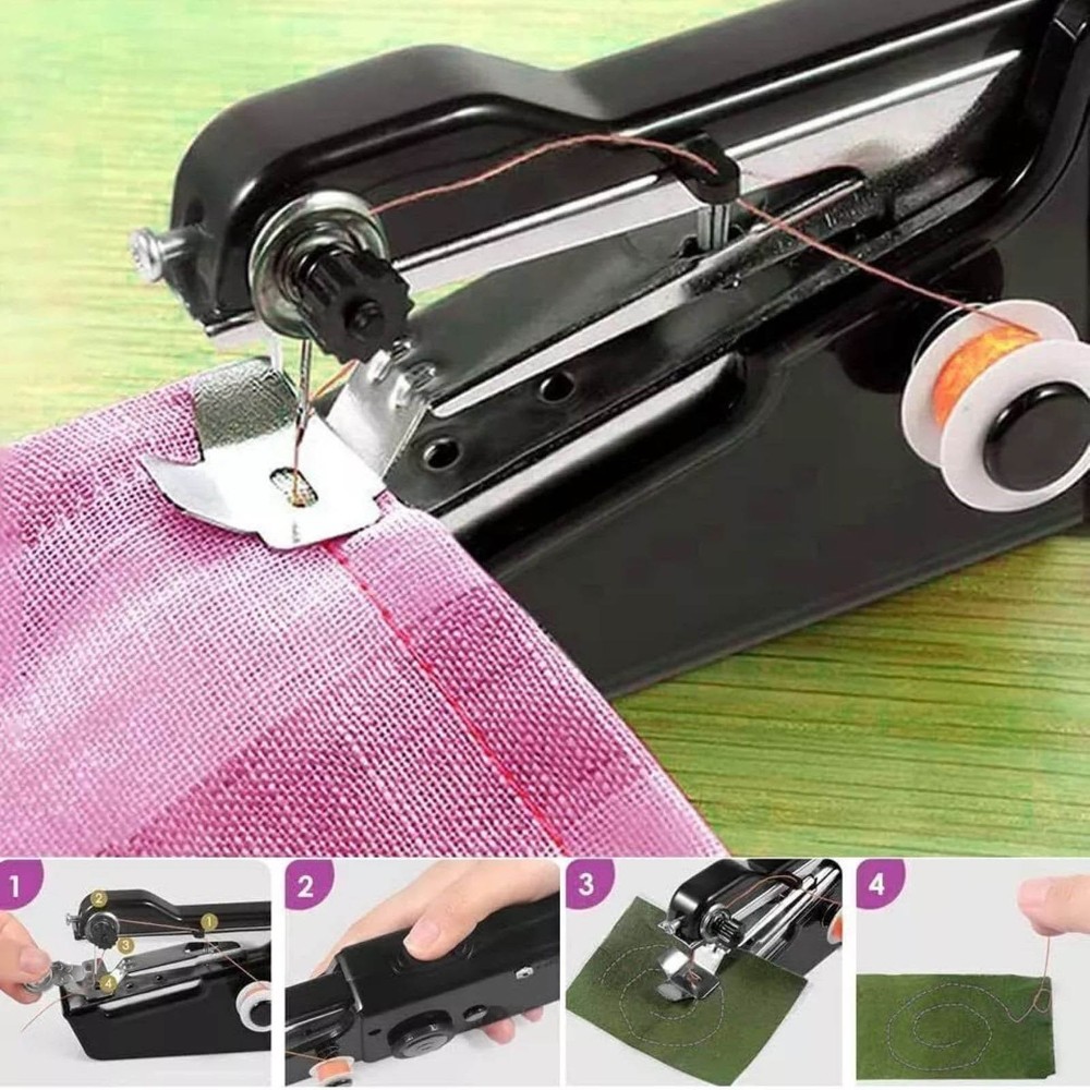 Handheld Mini Sewing Machine Stitch Electric Compact Tool w/ Accessories Kit