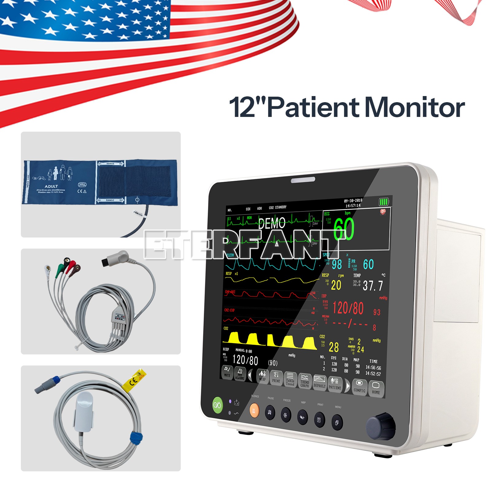 Patient Monitor ICU CCU Vital Sign For Hospital ECG NIBP RESP TEMP SPO2 PR