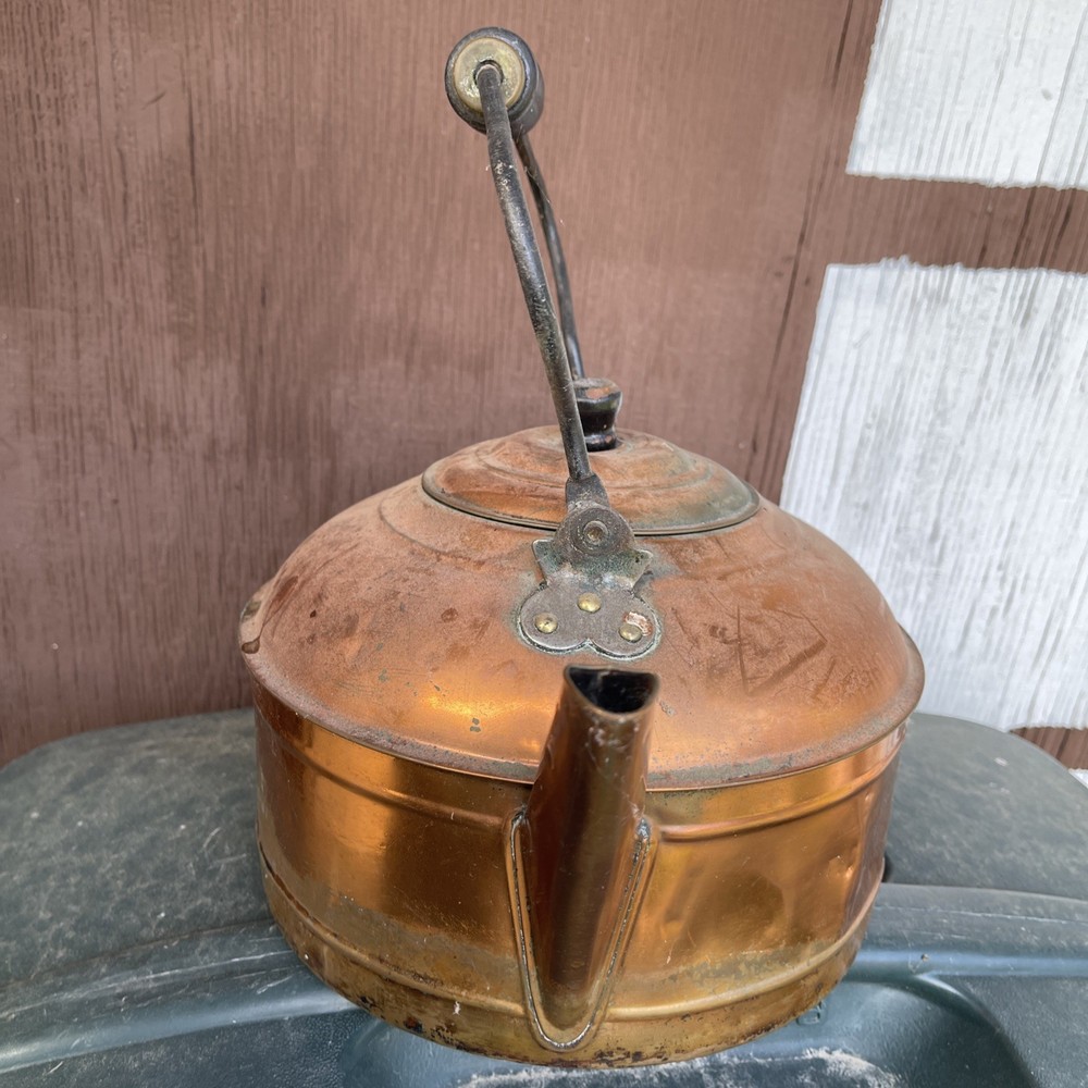 Antique Copper Kettle Farmhouse Decorative Large Teapot