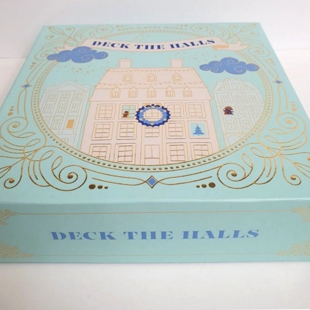 Bath & Body Works Deck the Halls Empty Blue Gift Box