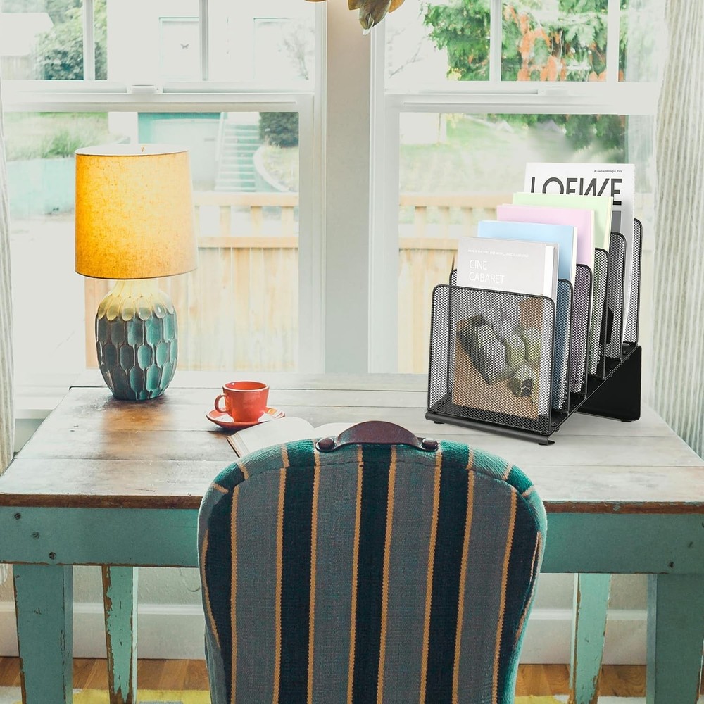 File Organizer for Desk, File Folder Organizer with 5-Section Vertical Rack, ...