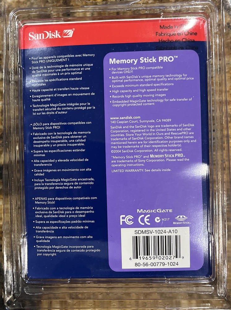 SanDisk 1 GB Memory Stick Pro (SDMSV-1024-A10)