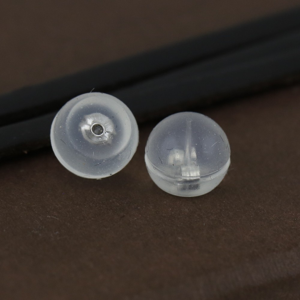Genuine 18CT WG Insert Dome Silicone Earnuts Extra Large - 1 Pair