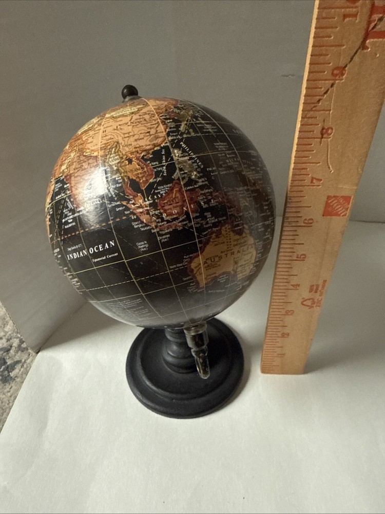 Tabletop World Globe Rotating Globe 9" Black Orange Brown Fall Autumn Decor