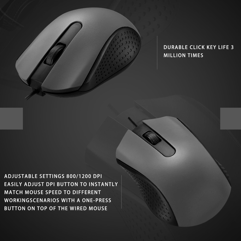 30 Pack USB Wired Mouse 3 Button Corded Computer Mice Bulk USB Mouse for PC D...