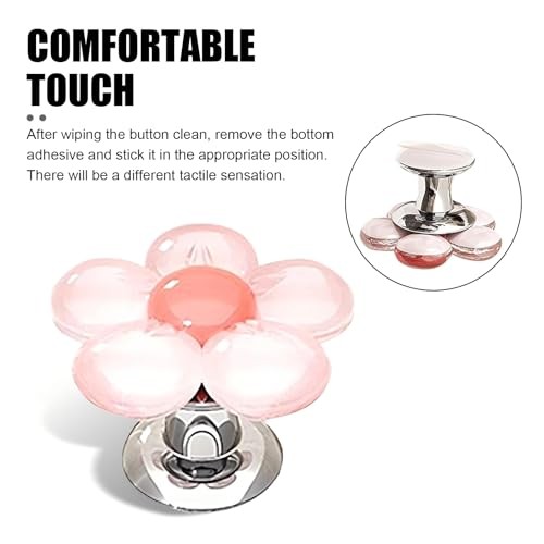 Car Push Start Button Cover, Flower Shape 3D Stereo Engine Quick 1 PC Pink