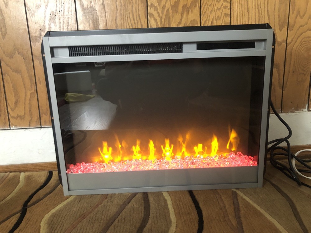 AltraFlame 23 Inch Silver Frame Electric Fireplace Insert Or Stand Alone.