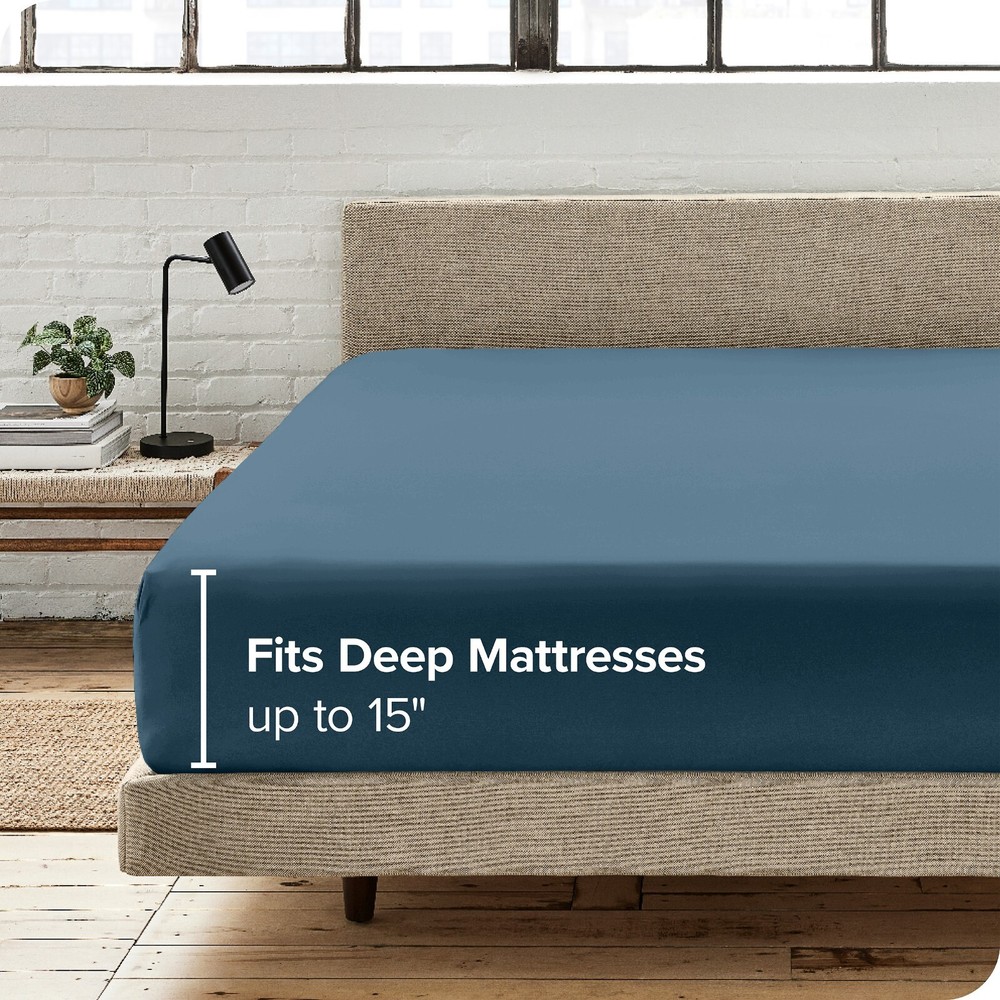 Bare Home Organic Cotton Percale Fitted Bottom Sheet - 300 Thread Count