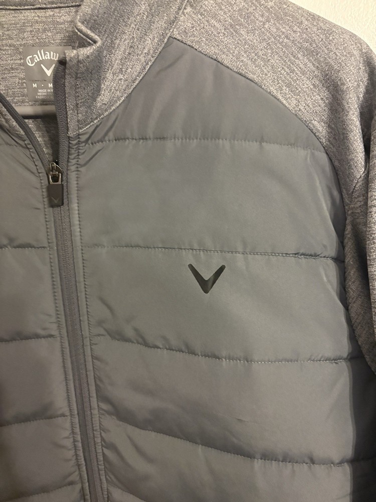 Callaway Quilted Golf Jacket Gray M Full Zip 100% Polyester Men's