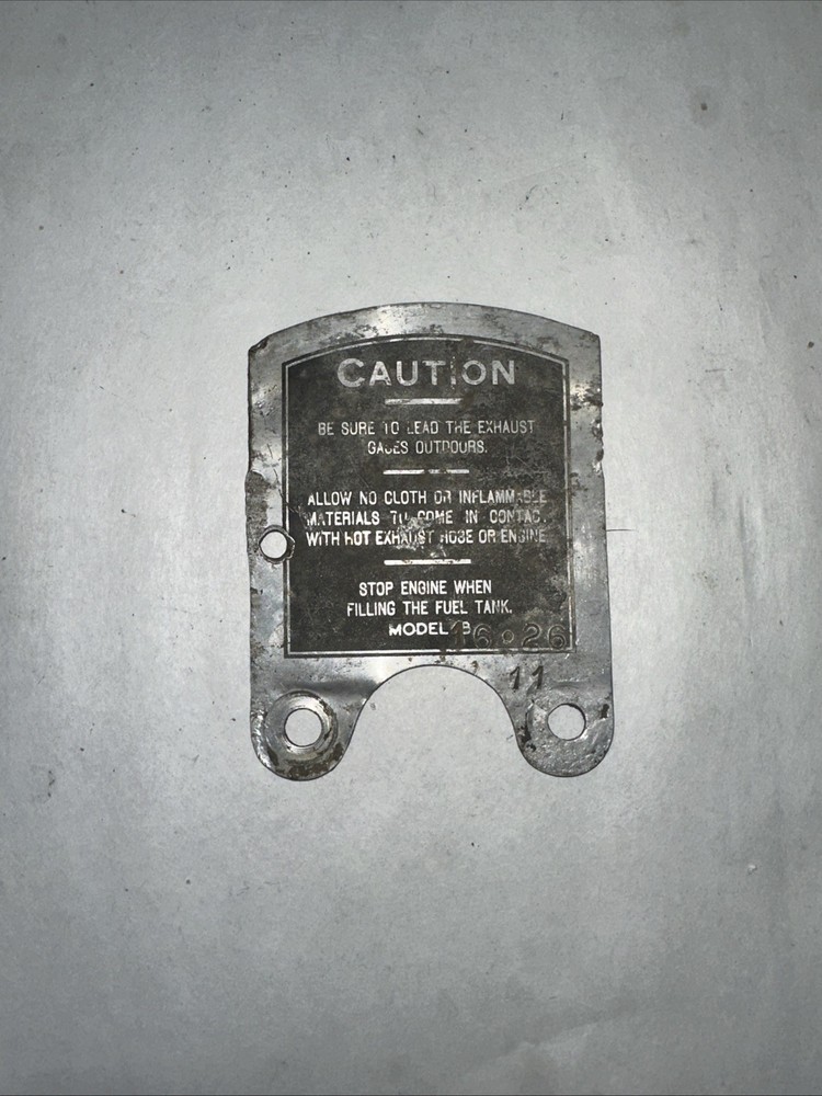 Maytag single cylinder engine model 92 Original Caution Plate Kill