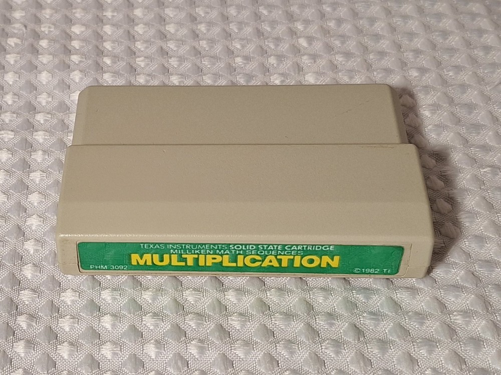 1982 TI Texas Instruments Multiplication Game Solid State Cartridge PHM 3092