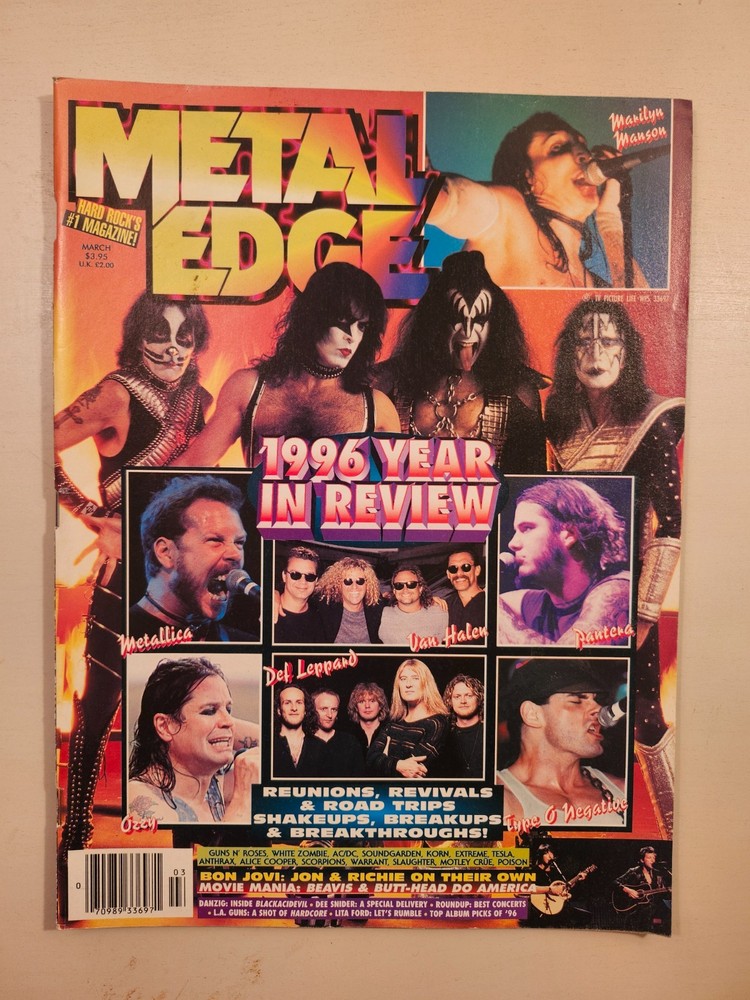 KISS RARE Vintage 1996 Metal Edge Year Review Magazine KISS Centerfold Pantera