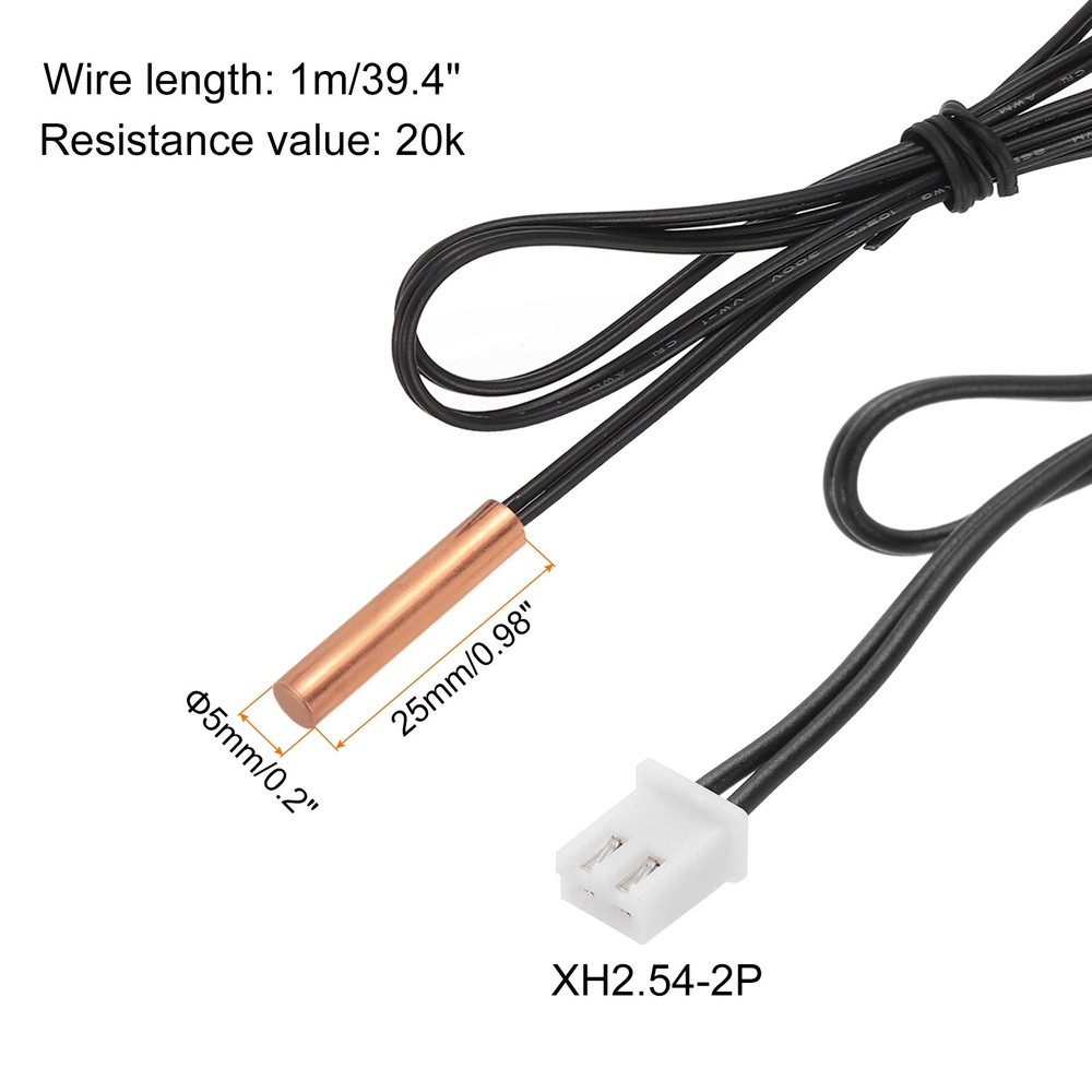 20K NTC Thermal Sensor Probe, 39.4" Cylindrical Sensitive Temp Sensor