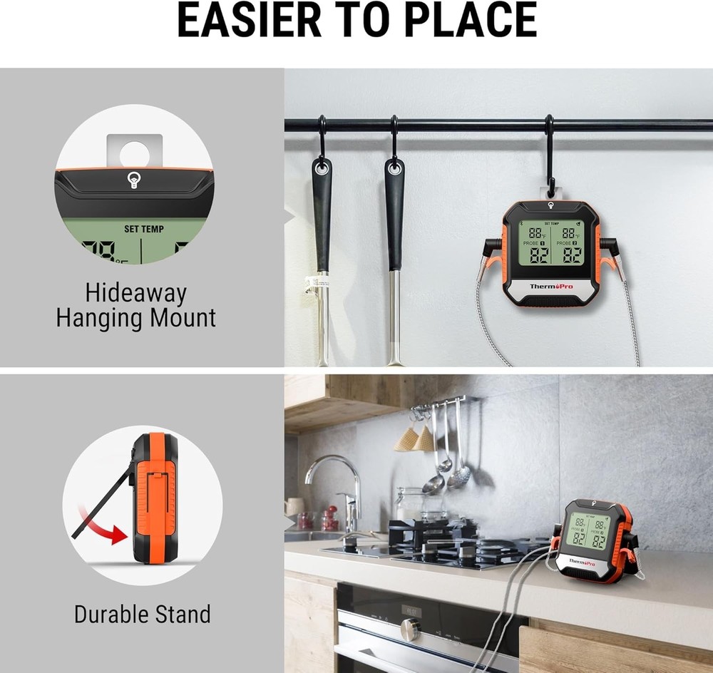 450 ft Bluetooth Meat Thermometer with 2 Probes, Thermometer Digital Wireless