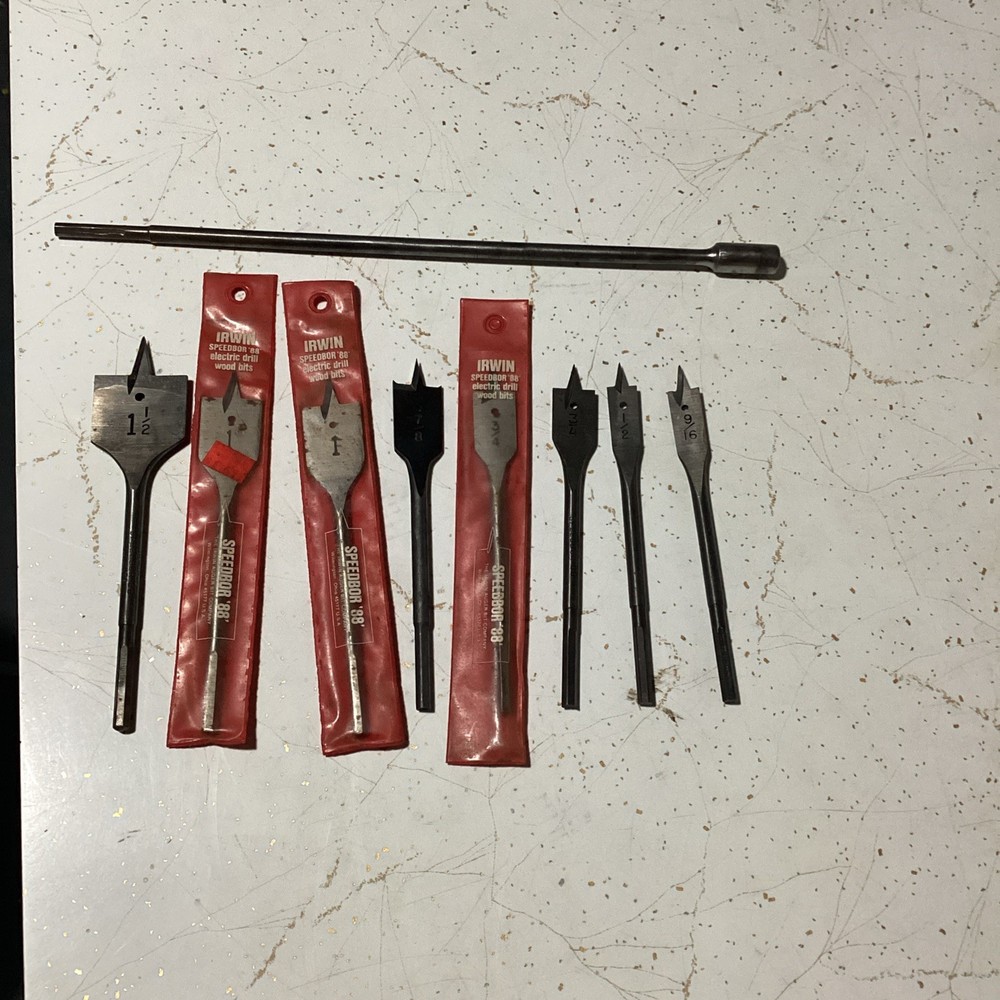 Vintage Irwin Speedbor Paddle Bits And 13” Extension