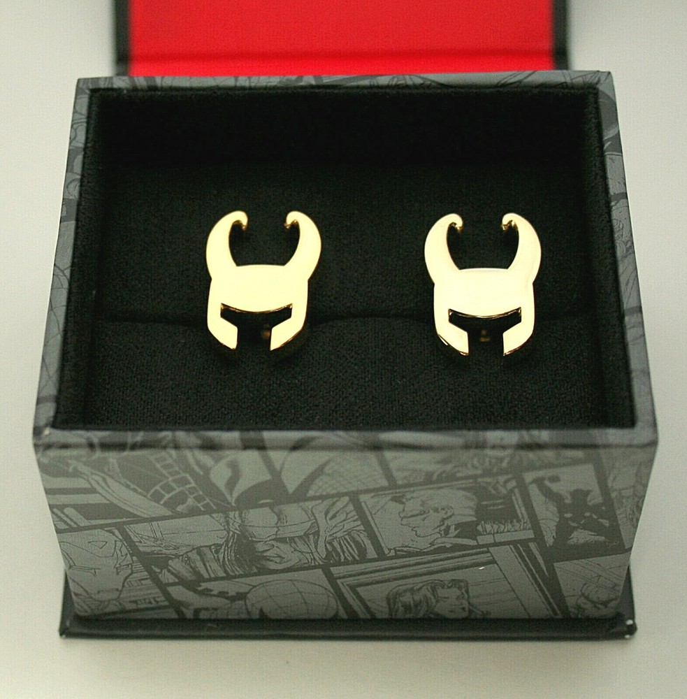 Marvel Comics Classic Loki Helmet Marvel Cufflinks New Gift Box GP