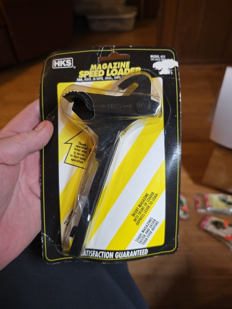 HKS MAgazine Speedloader Model 451 Adjustable 9mm 10mm .45 .38 Single Stack Mags