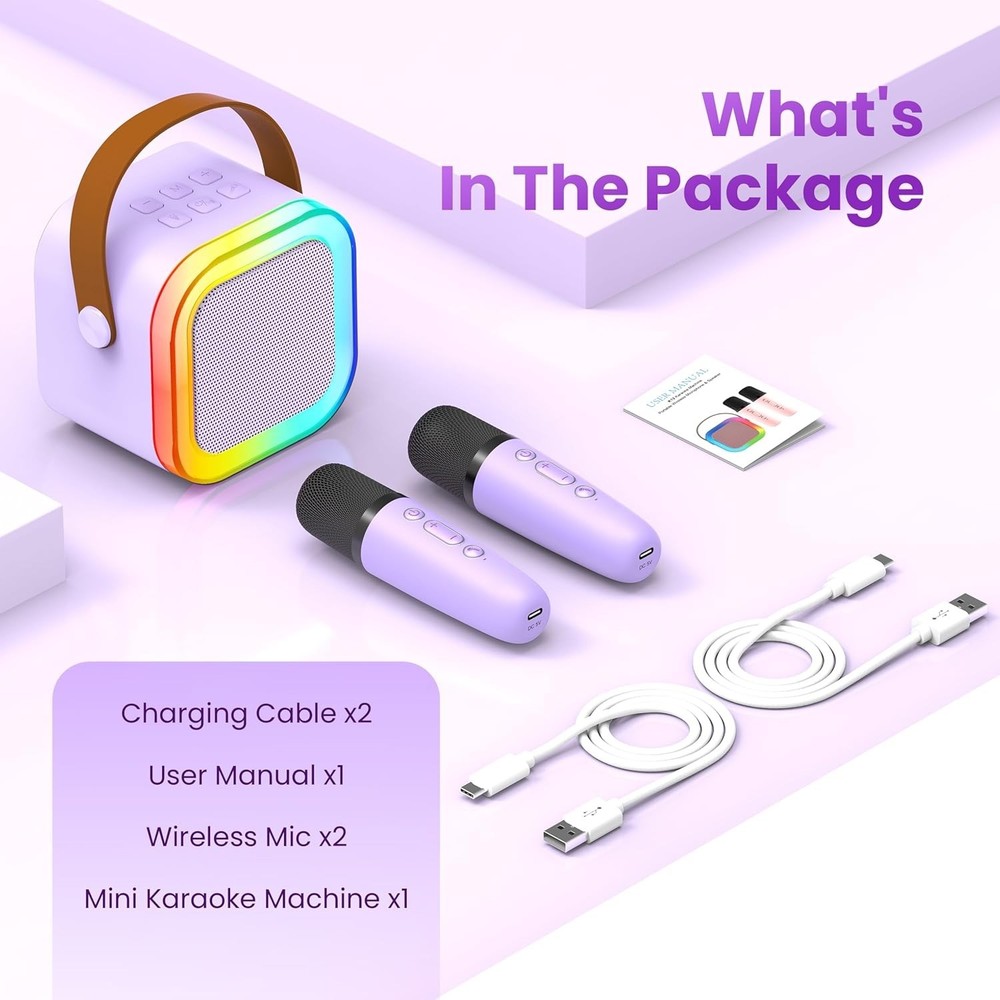 Mini karaoke machine with two mics, best gift for kids ...