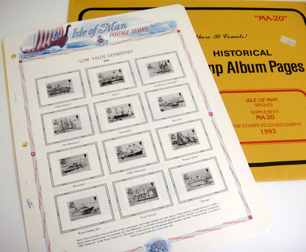 White Ace 1993 Isle of Man Stamp Singles Supplement MA-20 NOS