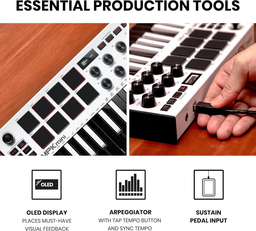 Akai Professional MPK Mini MK3 MIDI Controller 25 Keys With 8 Backlit Drum Pads