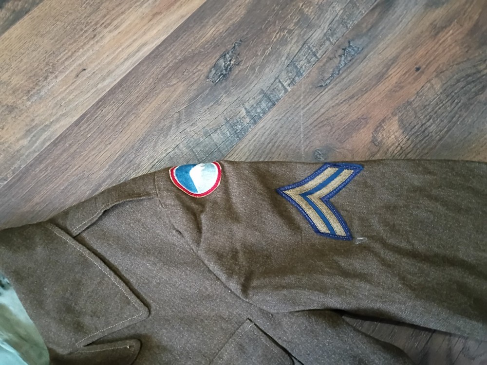 WW2 Wool Ike Jacket Garrison cap Far east Fuji Meritorious Patch Corporal 38L