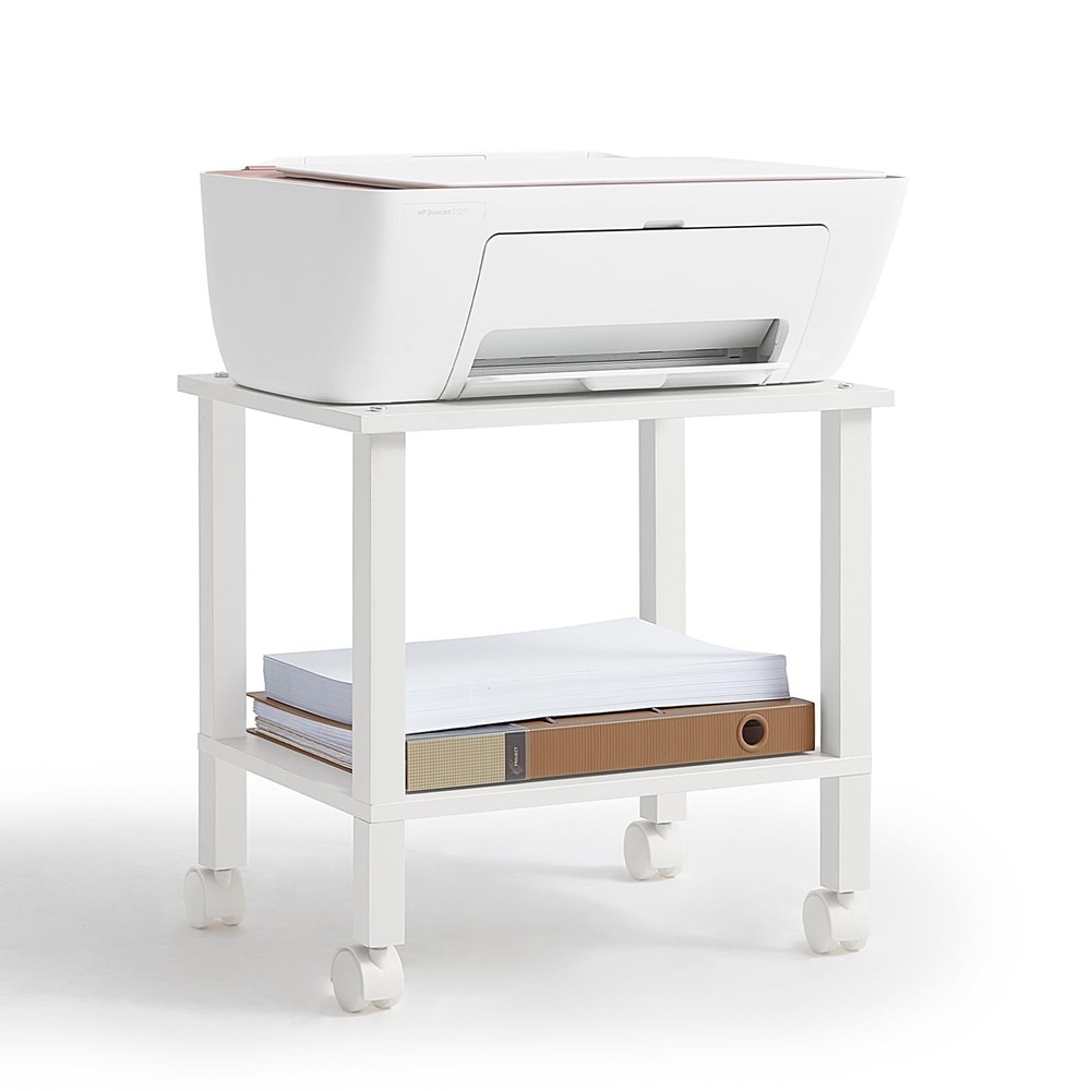 YUFAM 2 Tier Printer Stand with Storage,Under Desk Shelf Printer Table, Rolli...