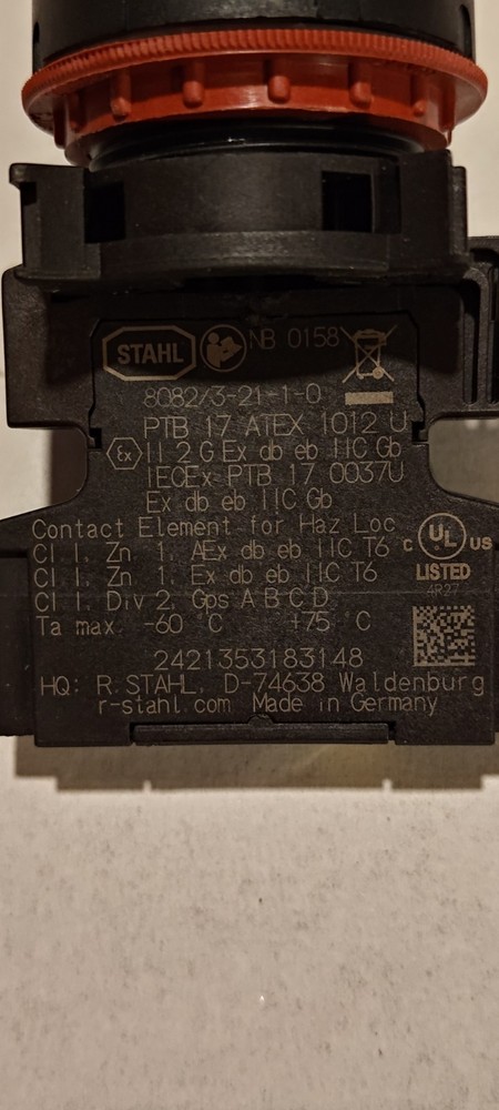 Stahl Red STOP Pushbutton 8082/3-21-2-0 Ex Hazardous Location