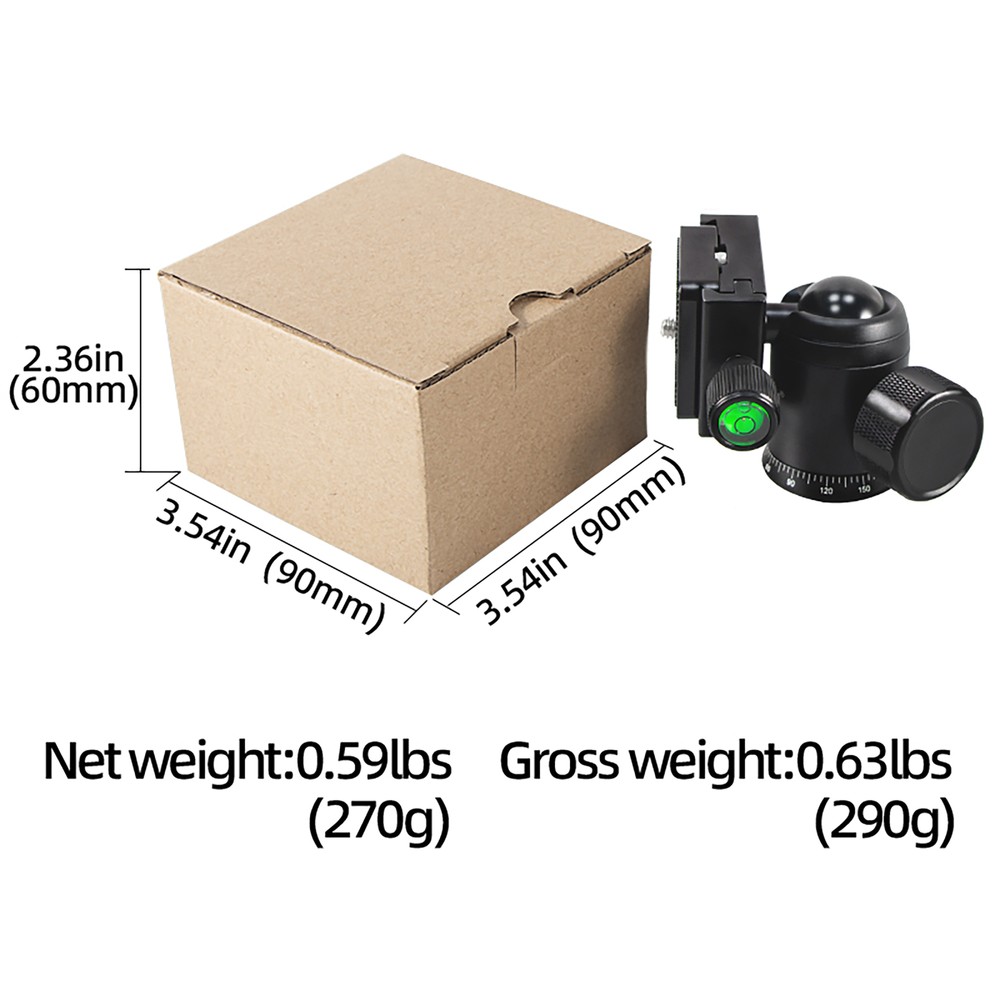 360° Panoramic spherical Gimbal Tripod Head With Quick Release Plate for DSLR
