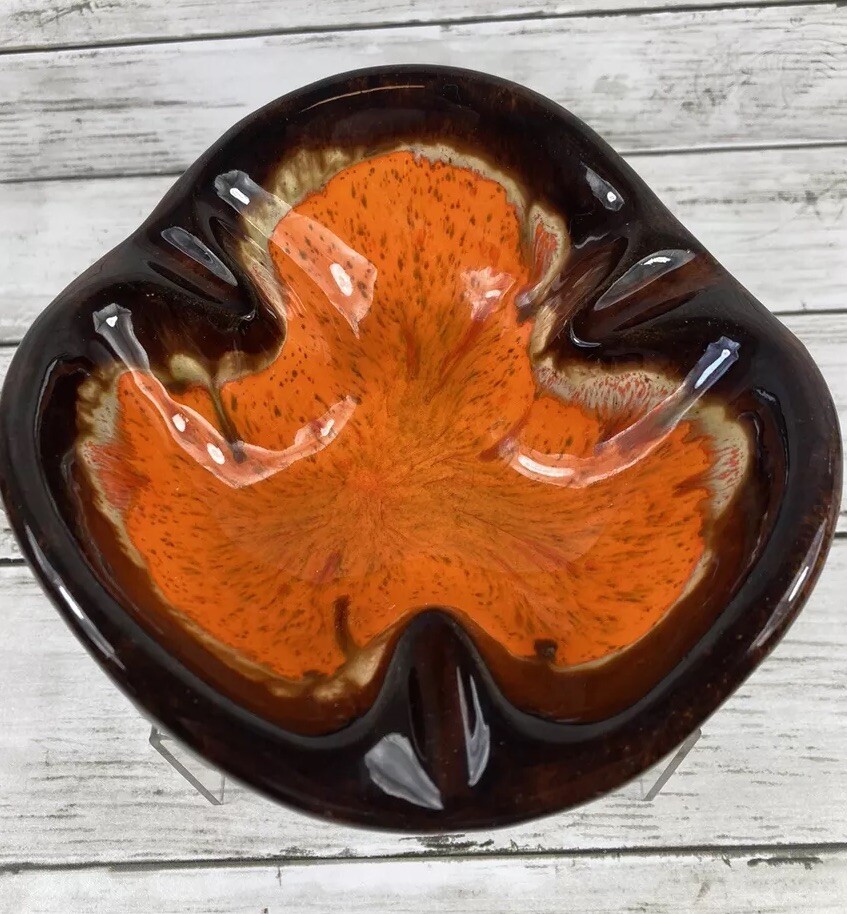 Vintage Mid Century Leaf Orange and Brown