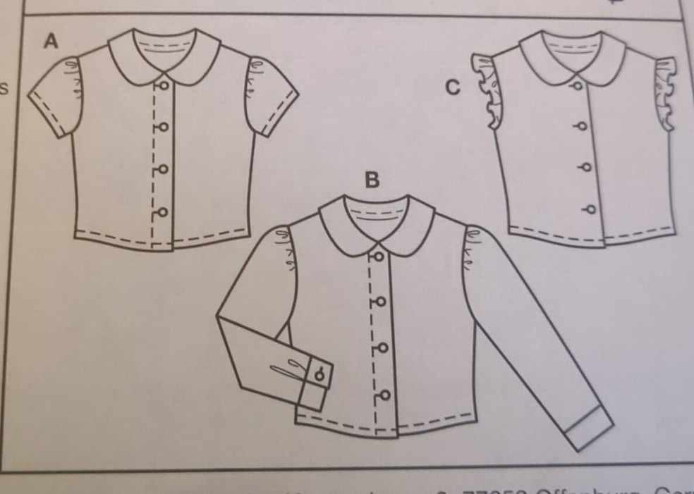 Burda Sewing Pattern # 9744 child's blouse size 3-8 UC/FF