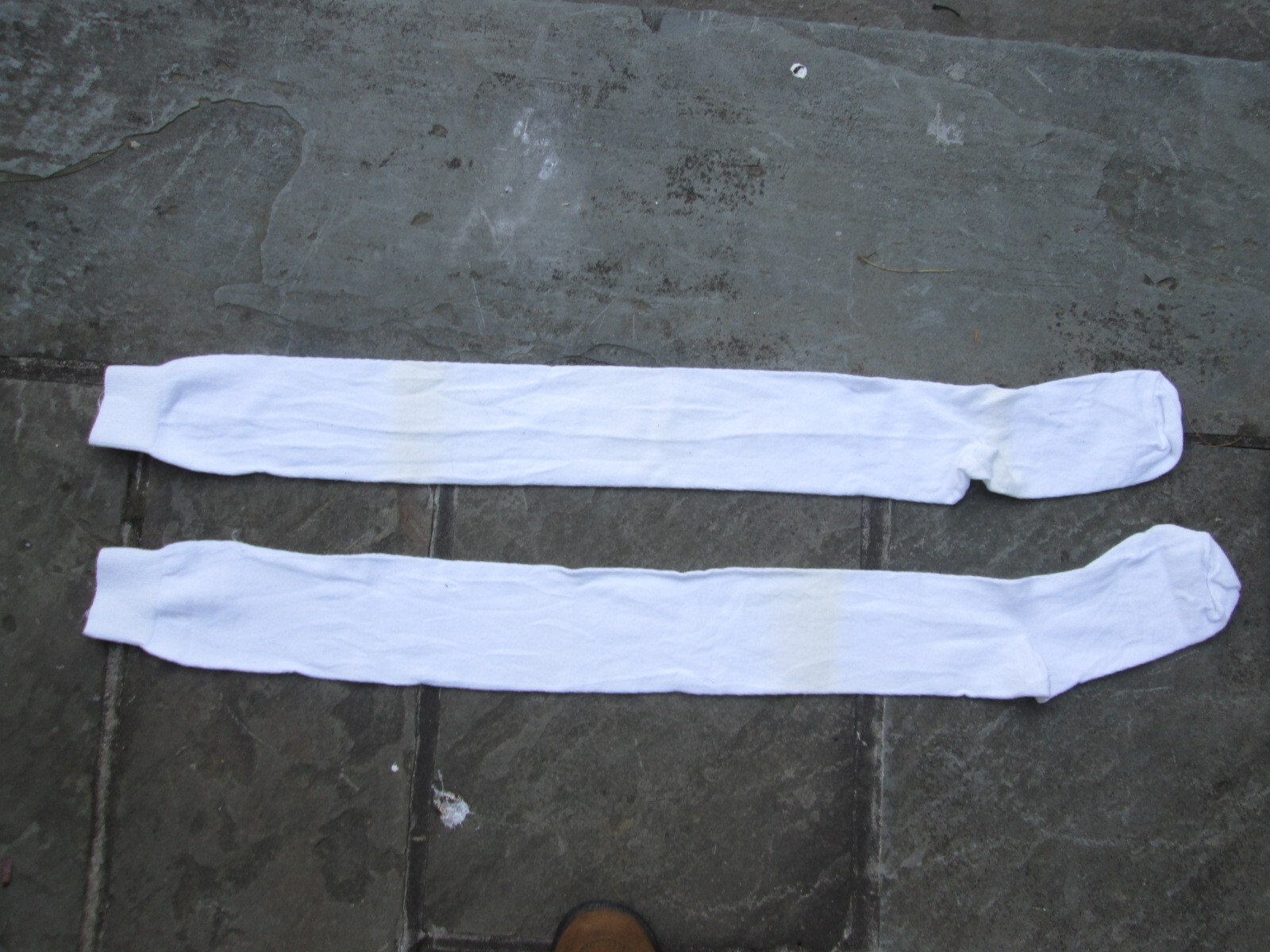 REENACTOR COLONIAL REV WAR 18-19TH C STOCKING SOLID SNOW BRIGHT WHITE COTTON NEW